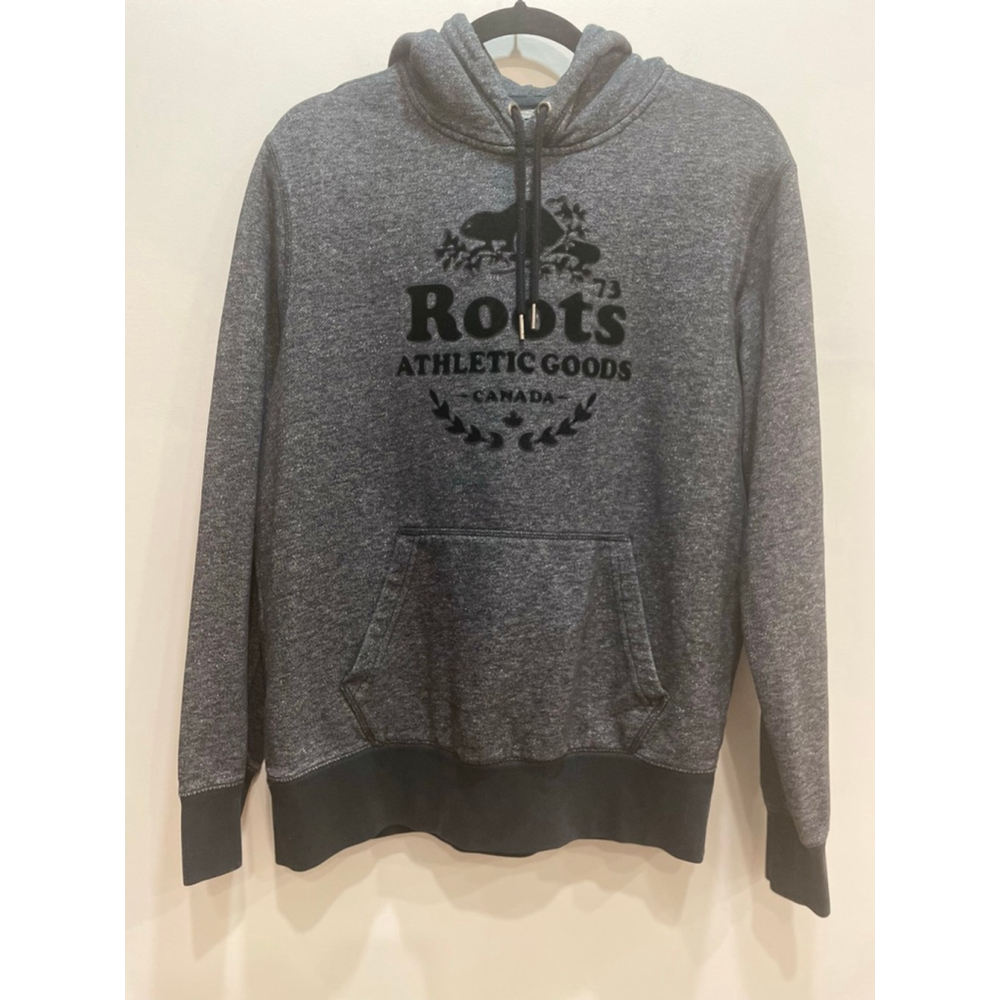 Roots Dark Grey & Black Salt Pepper Mens Pullover Hoodie Size S Classic